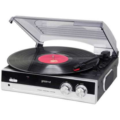 Groov-e Vintage Vinyl Record Player - винтидж грамофон с вградени спийкъри (черен)