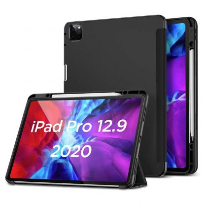 ESR Rebound Pencil Case - полиуретанов калъф с поставка и отделение за Apple Pencil 2 за iPad Pro 12.9 (2020), iPad Pro 12.9 (2018) (черен)