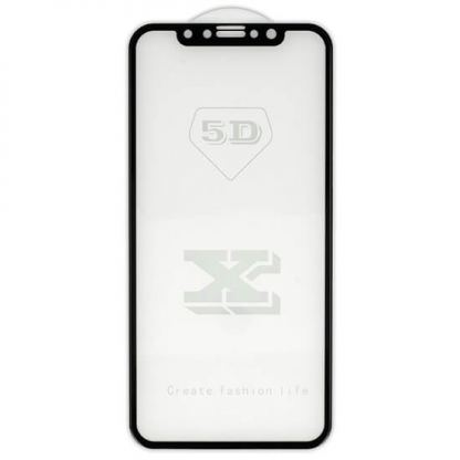 Premium Full Glue 5D Tempered Glass - обхващащо и ръбовете стъклено защитно покритие за дисплея на iPhone 11 Pro Max, iPhone XS Max (черен)