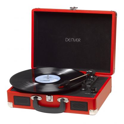 Denver VPL-120RED Turntable - преносим грамофон с говорители и USB изход