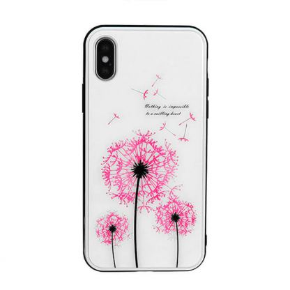 Vennus Magic Case Design 2 - силиконов (TPU) калъф със стъклен гръб за iPhone XS, iPhone X (бял)