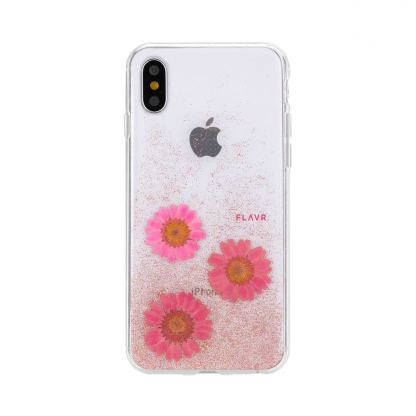 Flavr Real Flower Gloria Case - дизайнерски силиконов (TPU) калъф с истински цветя за iPhone XR (прозрачен)
