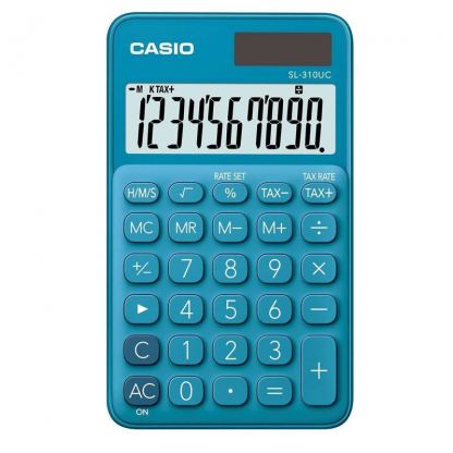 Casio SL310UC-BU 10 Digit Calculator - джобен калкулатор с двойно захранване (син)