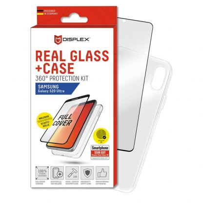 Displex Real Glass 10H Protector 3D Full Cover FPS wtih TPU Case - силиконов калъф и калено стъклено защитно покритие за дисплея на Samsung Galaxy S20 Ultra