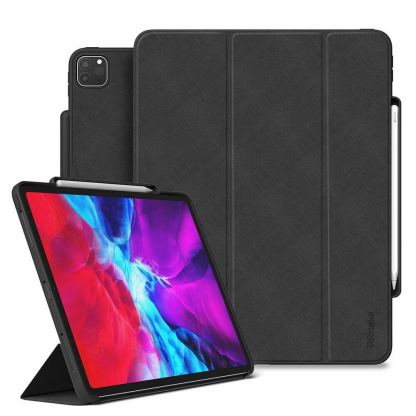 Ringke Smart Case - полиуретанов калъф с поставка и отделение за Apple Pencil 2 за iPad Pro 12.9 (2020) (черен)