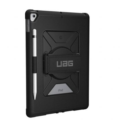 Urban Armor Gear Metropolis Handstrap Case - удароустойчив хибриден кейс от най-висок клас за iPad 7 (2019), iPad 8 (2020) (черен)