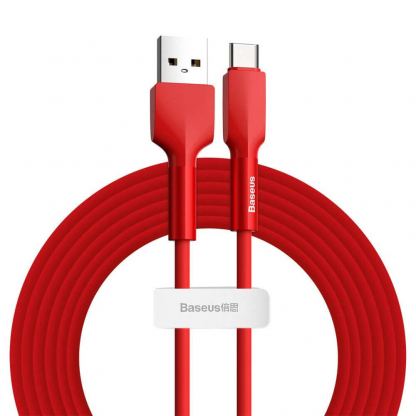 Baseus Silica Gel USB-C Cable - USB-C кабел за устройства с USB-C порт (200 см) (червен)