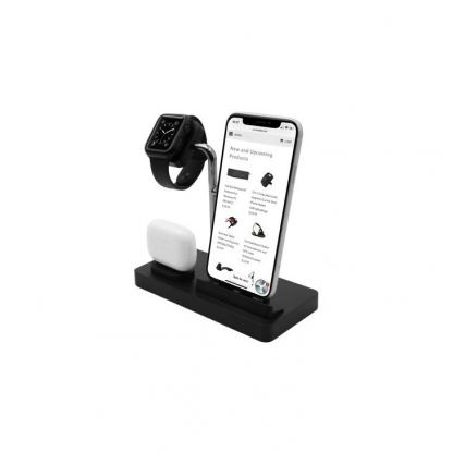 Macally 3-in-1 Apple Charging Stand - док станция за зареждане на iPhone, Apple Watch и Apple AirPods (черен)