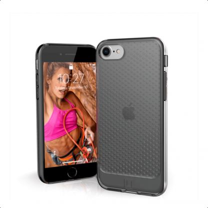 Urban Armor Gear Lucent Case - удароустойчив силиконов калъф за iPhone SE (2020), iPhone 8, iPhone 7 (сив-прозрачен) 