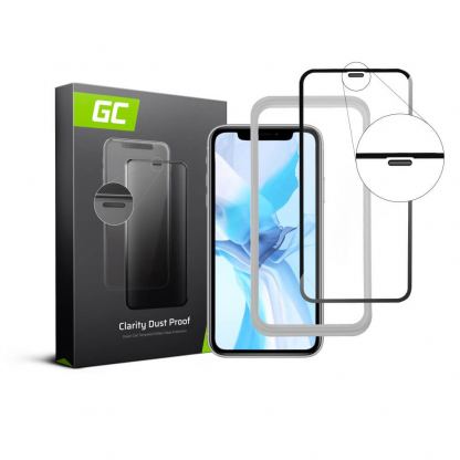 Green Cell Clarity Dust Proof 3D Full Cover Glass - калено стъклено защитно покритие за целия дисплей на iPhone 11 Pro Max (прозрачен-черен)