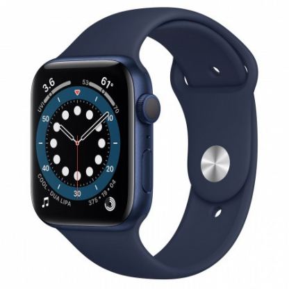 Apple Watch Series 6 GPS, 44mm Blue Aluminium Case with Deep Navy Sport Band - умен часовник от Apple 