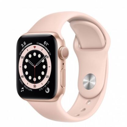 Apple Watch Series 6 GPS, 44mm Gold Aluminium Case with Pink Sand Sport Band - умен часовник от Apple 