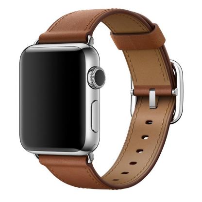 Apple Classic Buckle Band - оригинална кожена каишка за Apple Watch 38мм, 40мм (кафяв)