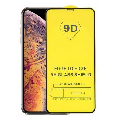 Premium Full Glue 9D Edge to Edge Tempered Glass - обхващащо и ръбовете стъклено защитно покритие за дисплея на iPhone 11 Pro Max, iPhone XS Max (черен)