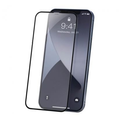 Baseus Full Screen Curved Soft Edge Tempered Glass (SGAPIPH67N-PE01) - стъклено защитно покритие за целия дисплей на iPhone 12 Pro Max (прозрачен-черен) (2 броя)