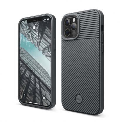 Elago Cushion Case - удароустойчив силиконов (TPU) калъф за iPhone 12, iPhone 12 Pro (сив)
