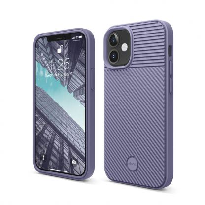 Elago Cushion Case - удароустойчив силиконов (TPU) калъф за iPhone 12 mini (лилав)