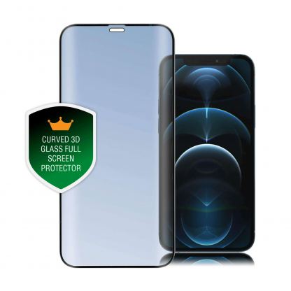 4smarts Second Glass Curved 3D - калено стъклено защитно покритие с извити ръбове за целия дисплея на iPhone 12, iPhone 12 Pro (черен-прозрачен)