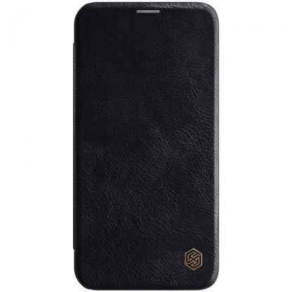 Nillkin Qin Leather Flip Case - кожен калъф, тип портфейл за iPhone 12 Pro Max (черен)