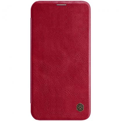 Nillkin Qin Leather Flip Case - кожен калъф, тип портфейл за iPhone 12 mini (червен)
