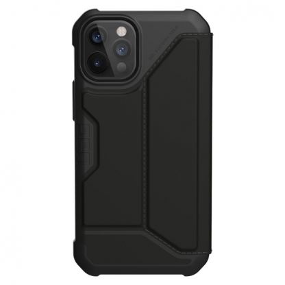 Urban Armor Gear Metropolis LT Supple Italian Leather (LTHR) - удароустойчив хибриден (естествена кожа и TPU) кейс за iPhone 12, iPhone 12 Pro (черен)