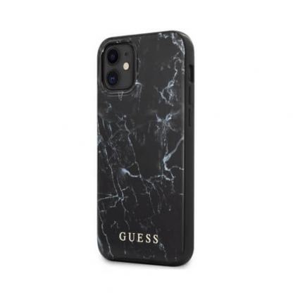 Guess Marble Case - дизайнерски кейс с висока защита за iPhone 12 mini (черен)