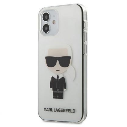 Karl Lagerfeld Glitter Ikonik Karl Case - дизайнерски кейс с висока защита за iPhone 12, iPhone 12 Pro (сребрист)
