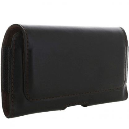 Honju Horizon Smooth Leather Belt Case - кожен (естествена кожа) калъф за iPhone 12/12 Pro, iPhone 11/11 Pro, iPhone X/XS, iPhone 8 Plus, iPhone 7 Plus и смартфони до 6.1 инча (черен)