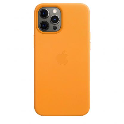 Apple iPhone Leather Case with MagSafe - оригинален кожен кейс (естествена кожа) за iPhone 12 Pro Max (жълт)
