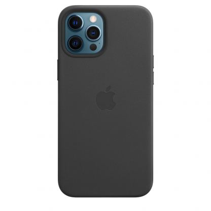 Apple iPhone Leather Case with MagSafe - оригинален кожен кейс (естествена кожа) за iPhone 12 Pro Max (черен)