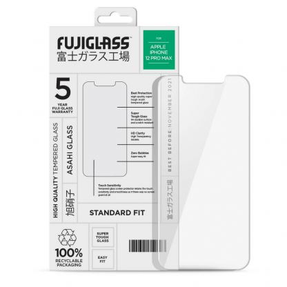 Fuji Standard Fit Screen Protector - калено стъклено защитно покритие за дисплея на iPhone 12 Pro Max (прозрачен)