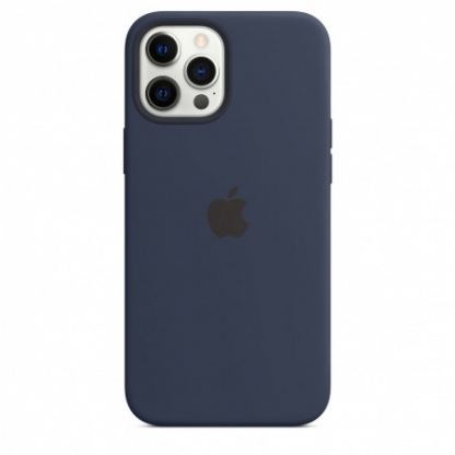 Apple iPhone Silicone Case with MagSafe - оригинален силиконов кейс за iPhone 12 Pro Max с MagSafe (тъмносин)