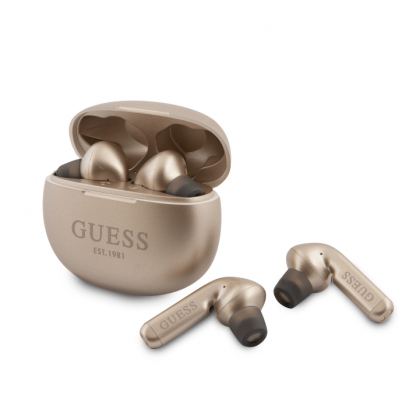 Guess True Wireless 5.0 4H Stereo Headset - безжични блутут слушалки с кейс за мобилни устройства (златист) 