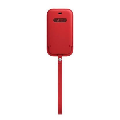 Apple iPhone Leather Sleeve with MagSafe - оригинален кожен калъф, тип джоб за iPhone 12 Mini (червен)