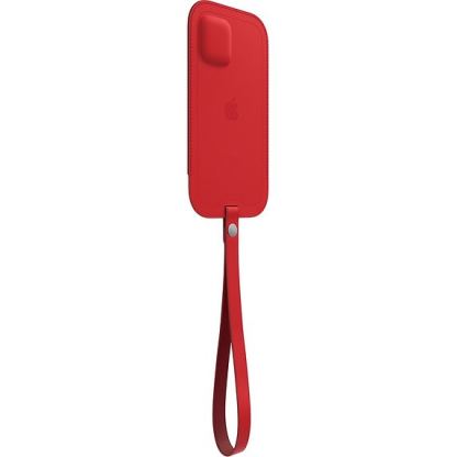 Apple iPhone Leather Sleeve with MagSafe - оригинален кожен калъф, тип джоб за iPhone 12 Pro Max (червен)