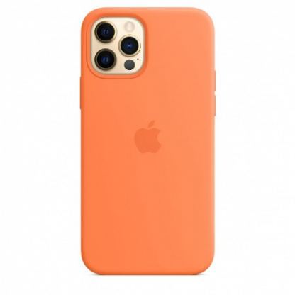 Apple iPhone Silicone Case with MagSafe - оригинален силиконов кейс за iPhone 12, iPhone 12 Pro с MagSafe (оранжев)