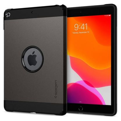 Spigen Tough Armor Case - хибриден кейс с най-висока степен на защита за iPad 7 (2019), iPad 8 (2020) (тъмносив)