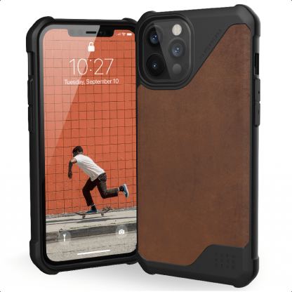Urban Armor Gear Metropolis LT Supple Italian Leather (LTHR) - удароустойчив хибриден (естествена кожа и TPU) кейс за iPhone 12 Pro Max (кафяв)