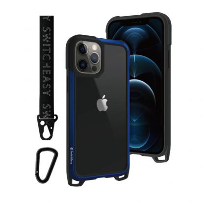 SwitchEasy Odyssey Case - удароустойчив хибриден кейс с връзка и карабинер за iPhone 12 Pro Max (син) 