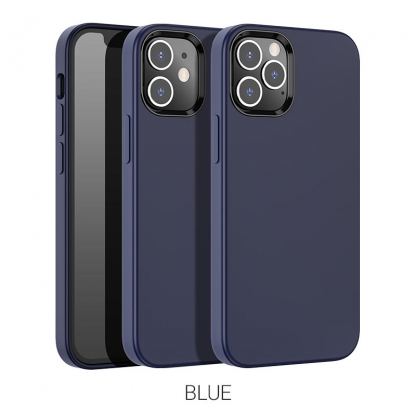 Hoco Pure Series Silicone Protective Case - силиконов (TPU) калъф за iPhone 12, iPhone 12 Pro (син) 