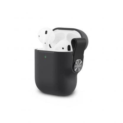 Moshi Pebbo Detachable Wrist Strap Case - силиконов кейс с каишка за Apple Airpods и Apple Airpods 2 (черен)
