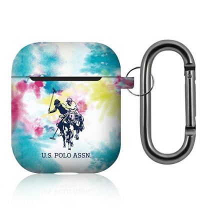 U.S. Polo Assn. Airpods Tie & Dye Silicone Case - силиконов калъф с карабинер за Apple Airpods и Apple Airpods 2 (шарен)