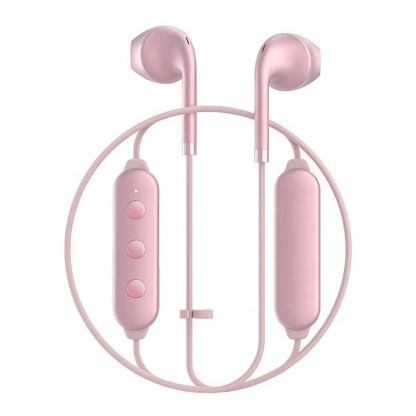 Happy Plugs Wireless II Earbuds - безжични Bluetooth слушалки с микрофон за мобилни устройства (розово злато) 