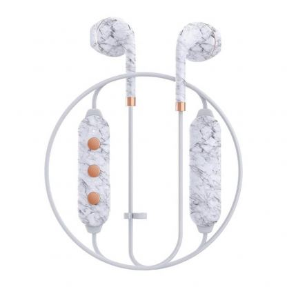 Happy Plugs Wireless II Earbuds - безжични Bluetooth слушалки с микрофон за мобилни устройства (мрамор) 