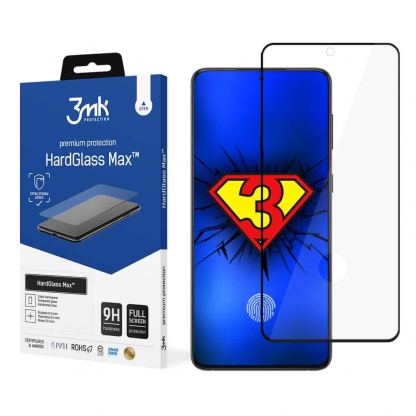 3MK HardGlass Max FullScreen Glass - калено стъклено защитно покритие за дисплея на Samsung Galaxy S21 (черен-прозрачен)