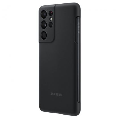 Samsung Silicone Cover EF-PG99PTB - оригинален силиконов кейс с отделение за S-Pen писалка за Samsung Galaxy S21 Ultra (черен)