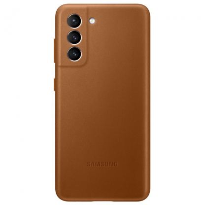 Samsung Leather Cover EF-VG991LA - оригинален кожен кейс (естествена кожа) за Samsung Galaxy S21 (кафяв)