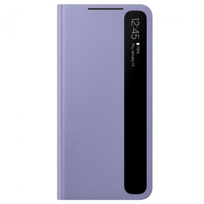 Samsung Clear View Cover EF-ZG991CV - оригинален кейс, през който виждате информация от дисплея за Samsung Galaxy S21 (лилав)