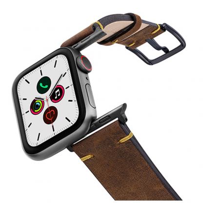 Meridio Old Brown Leather Band - уникална ръчно изработена кожена (естествена кожа) каишка за Apple Watch 42мм, 44мм (тъмнокафяв)