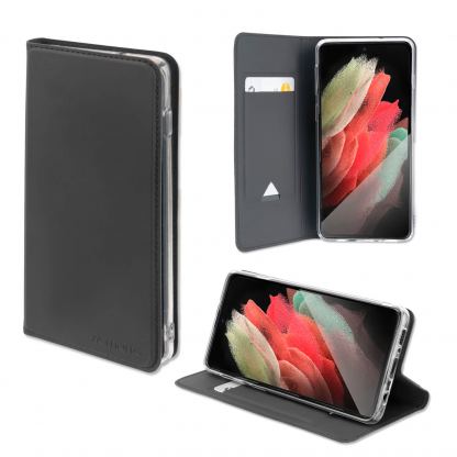 4smarts Flip Case URBAN Lite - кожен калъф с поставка и отделение за кр. карта за Samsung Galaxy S21 Ultra (черен)
